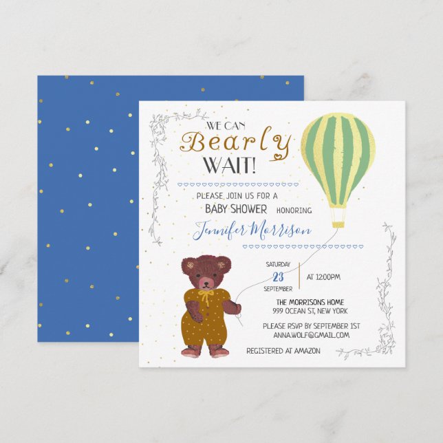 Invitación Personalizado Podemos Esperar A Baby Shower Boy (Anverso / Reverso)
