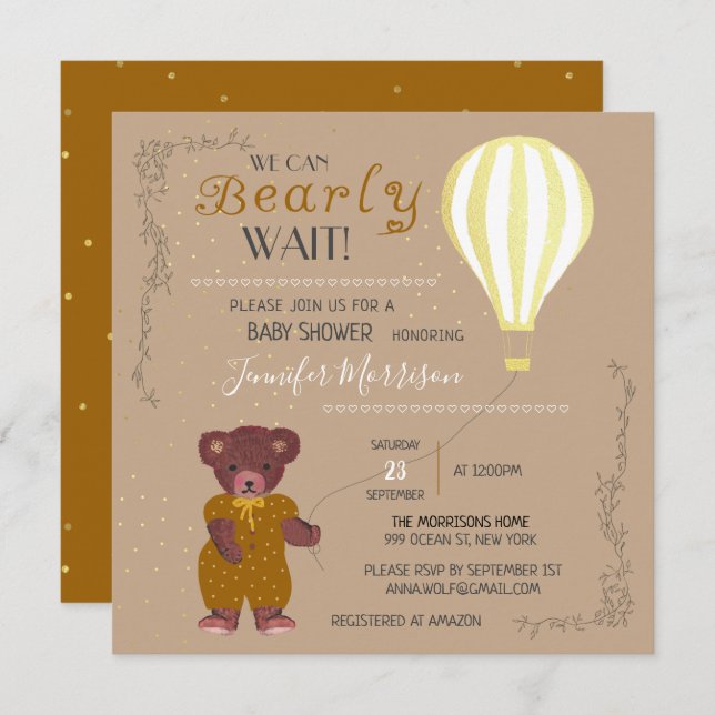 Invitación Personalizado Podemos Esperar A Chica Baby Shower  (Anverso / Reverso)