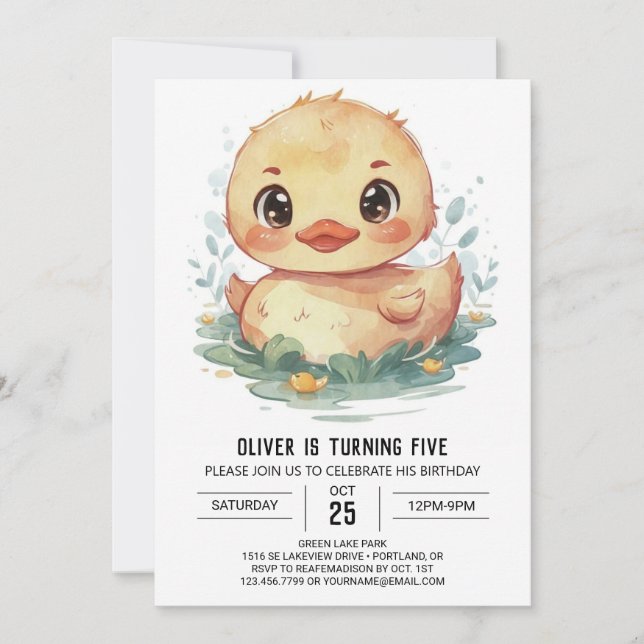 Invitación Personalizado Pond Duck Cumpleaños (Anverso)