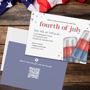 Invitación Personalizado Popsicle de Verano del 4 de julio