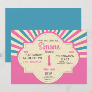 Invitación Personalizado, primer cumpleaños, tema del circo, 