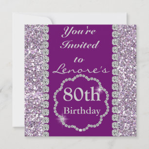 Invitación PERSONALIZADO PURPLE BLING Cumpleaños Party Invita