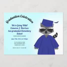 Invitación Personalizado Raccoon Blue Cap Gown Kid Graduación