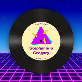 Invitación Personalizado Retro 80 Faux Vinyl Record Guardar l