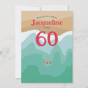 Invitación Personalizado Retro Agua Abierta Natación 60 Anive