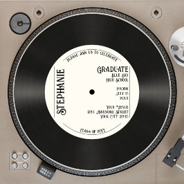 Invitación Personalizado Retro Faux Vinyl Record Graduación d