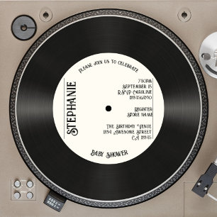 Invitación Personalizado Retro Faux Vinyl Record Music Baby S