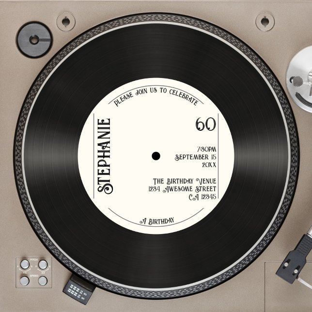 Invitación Personalizado Retro Faux Vinyl Record Música 60 cu (Subido por el creador)
