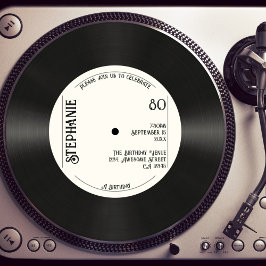 Invitación Personalizado Retro Faux Vinyl Record Música 80 cu