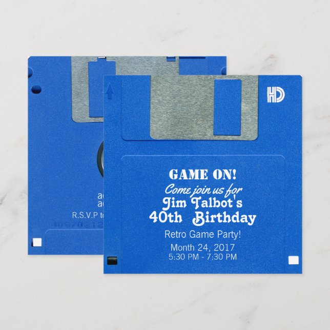 Invitación Personalizado Retro Juego Cumpleaños Invitar a Dis (Anverso / Reverso)