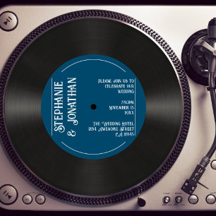 Invitación Personalizado Retro Navy Faux Vinyl Boda