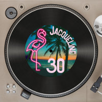 Personalizado Retro Record Neon Flamingo 30 cumple