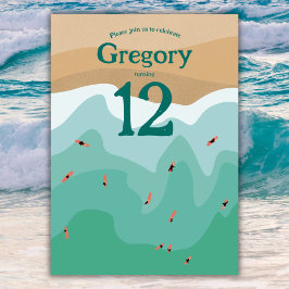 Invitación Personalizado Retro Surfing Ocean 12 años