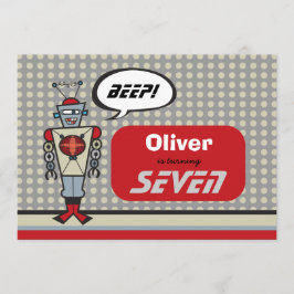 Invitación Personalizado Robot Cute Niños Fiesta de Cumpleaño