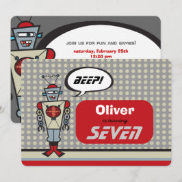 Invitación Personalizado Robot Cute Niños Fiesta de Cumpleaño