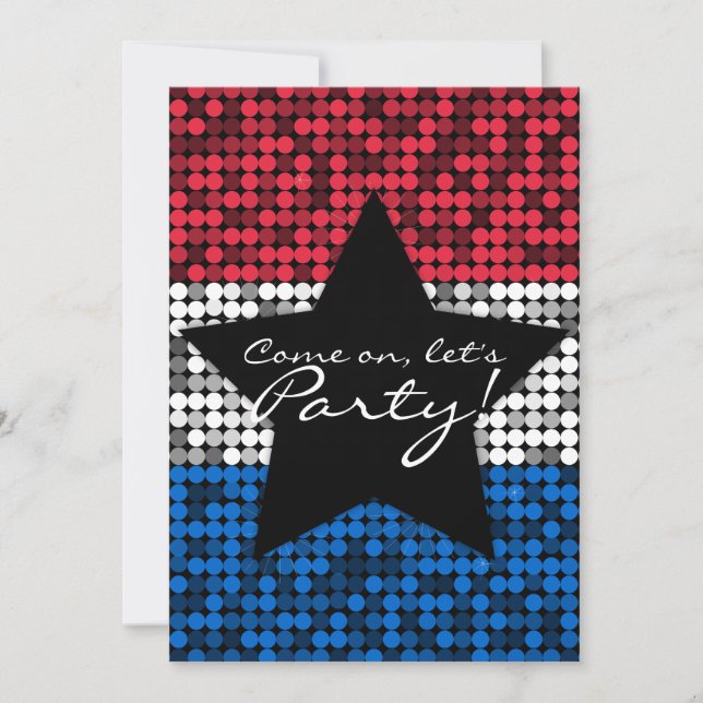 Invitación Personalizado rojo blanco y azul de vidrio (Anverso)
