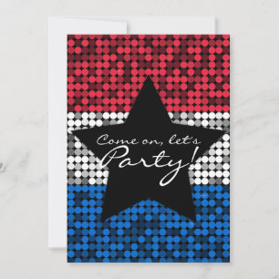 Invitación Personalizado rojo blanco y azul de vidrio