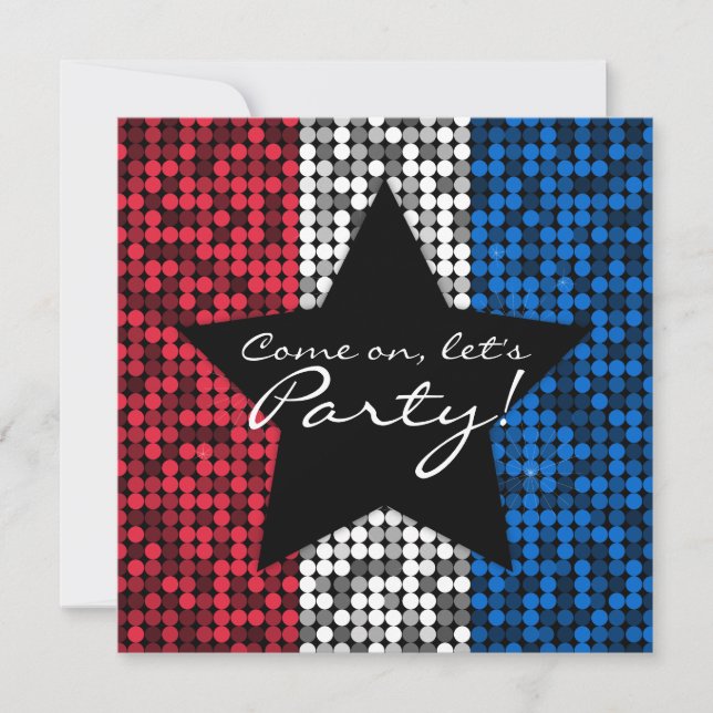 Invitación Personalizado rojo blanco y azul de vidrio (Anverso)