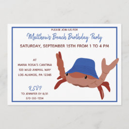 Invitación Personalizado rojo, blanco y azul Fiesta de playa 