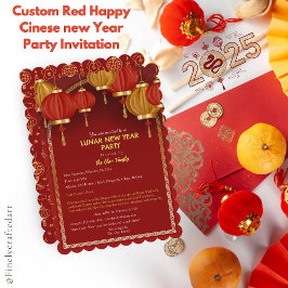 Invitación Personalizado rojo feliz Fiesta de Año Nuevo chino
