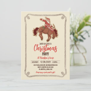 Invitación Personalizado rojo santa claus riding a caballo