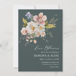 Invitación Personalizado Rosa Blanco Verde Oscuro Para Siempr