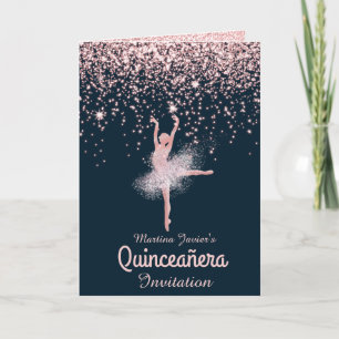 Invitación Personalizado Rosa de fotografía Purpurina de oro
