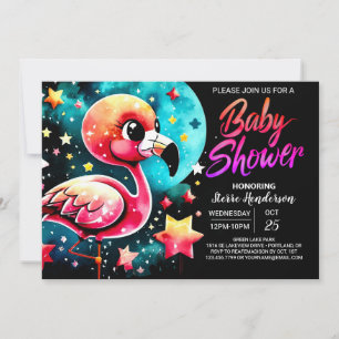 Invitación Personalizado rosa Flamingo Elegante Baby Shower