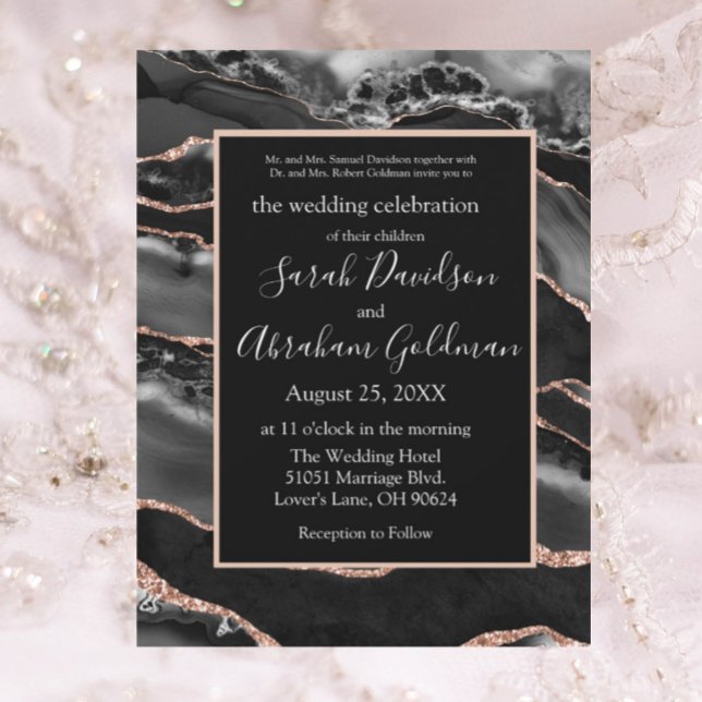 Invitación Personalizado Rosa negro Boda de agatos de Relieve (Subido por el creador)