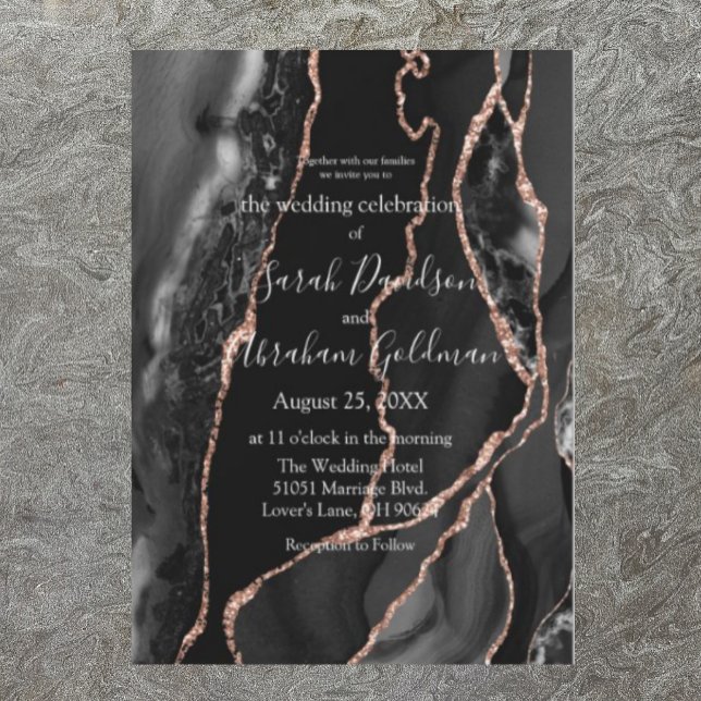 Invitación Personalizado Rosa negro Boda de agatos de Relieve (Subido por el creador)