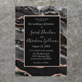 Invitación Personalizado Rosa negro Boda de agatos de Relieve