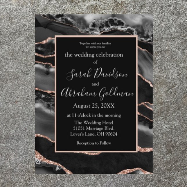 Invitación Personalizado Rosa negro Boda de agatos de Relieve (Subido por el creador)