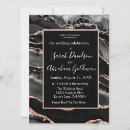 Invitación Personalizado Rosa negro Boda de agatos de Relieve