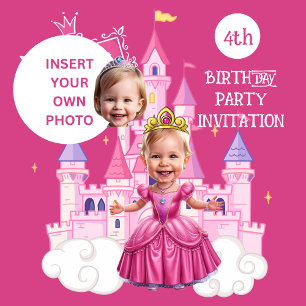 Invitación Personalizado rosado caliente Caricatura de la Pri