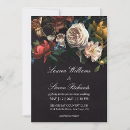 Invitación Personalizado Roses rojos blancos negros boda de r