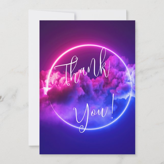 Invitación Personalizado Rótulo Neon Pink & Purple Clouds Bla (Anverso)