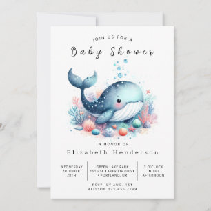 Invitación Personalizado ruso Whale Baby Shower