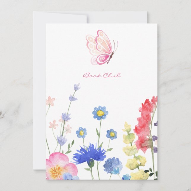 Invitación Personalizado Rustic Floral Book Club (Anverso)