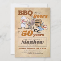 Personalizado Rústico BBQ Y Cervezas 50 cumpleaños