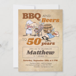 Invitación Personalizado Rústico BBQ Y Cervezas 50 cumpleaños