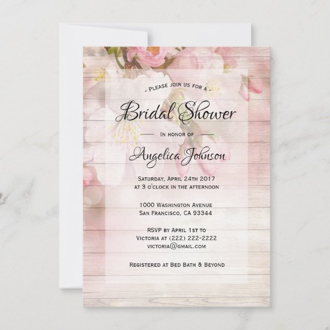 Invitación Personalizado Rústico Floral Bridal Shower (Anverso)