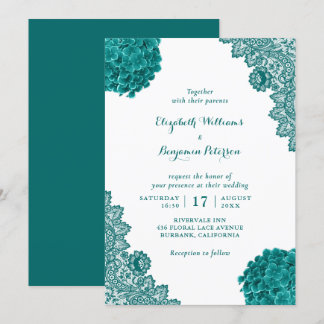 Invitación Personalizado Rústico Verde azulado Hidrangea Boda