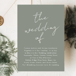Invitación Personalizado Sage Green White Name Modern El Boda