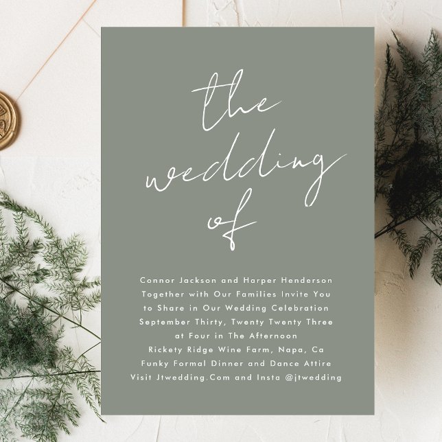 Invitación Personalizado Sage Green White Name Modern El Boda (Subido por el creador)