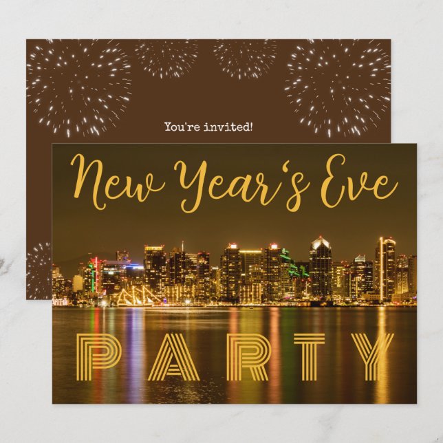 Invitación Personalizado San Diego NYE Fiesta (Anverso / Reverso)