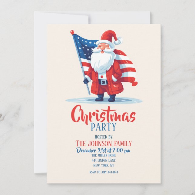 Invitación Personalizado Santa Claus Freedom (Anverso)