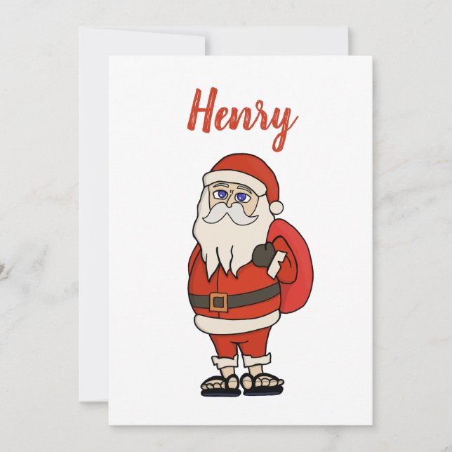 Invitación Personalizado Santa Claus Navidades Flip Flops (Anverso)