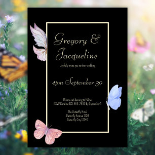 Invitación Personalizado Sencillo Boda de mariposa acuática e
