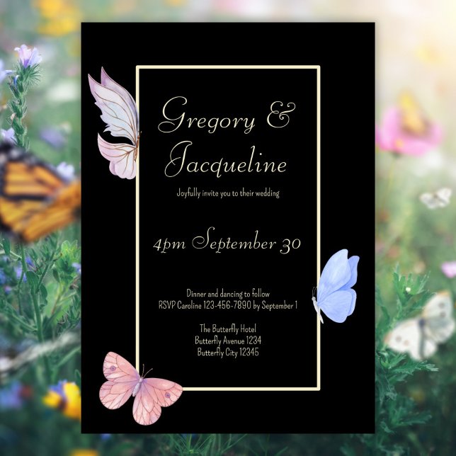 Invitación Personalizado Sencillo Boda de mariposa acuática e (Subido por el creador)