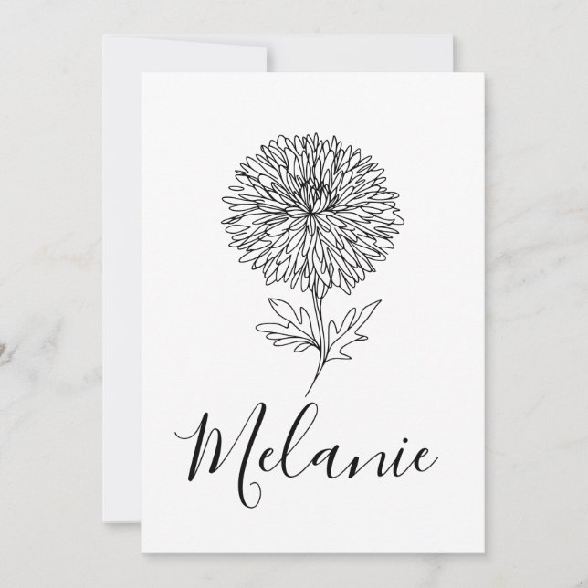 Invitación Personalizado Setiembre Aster Nace Regalo de flore (Anverso)